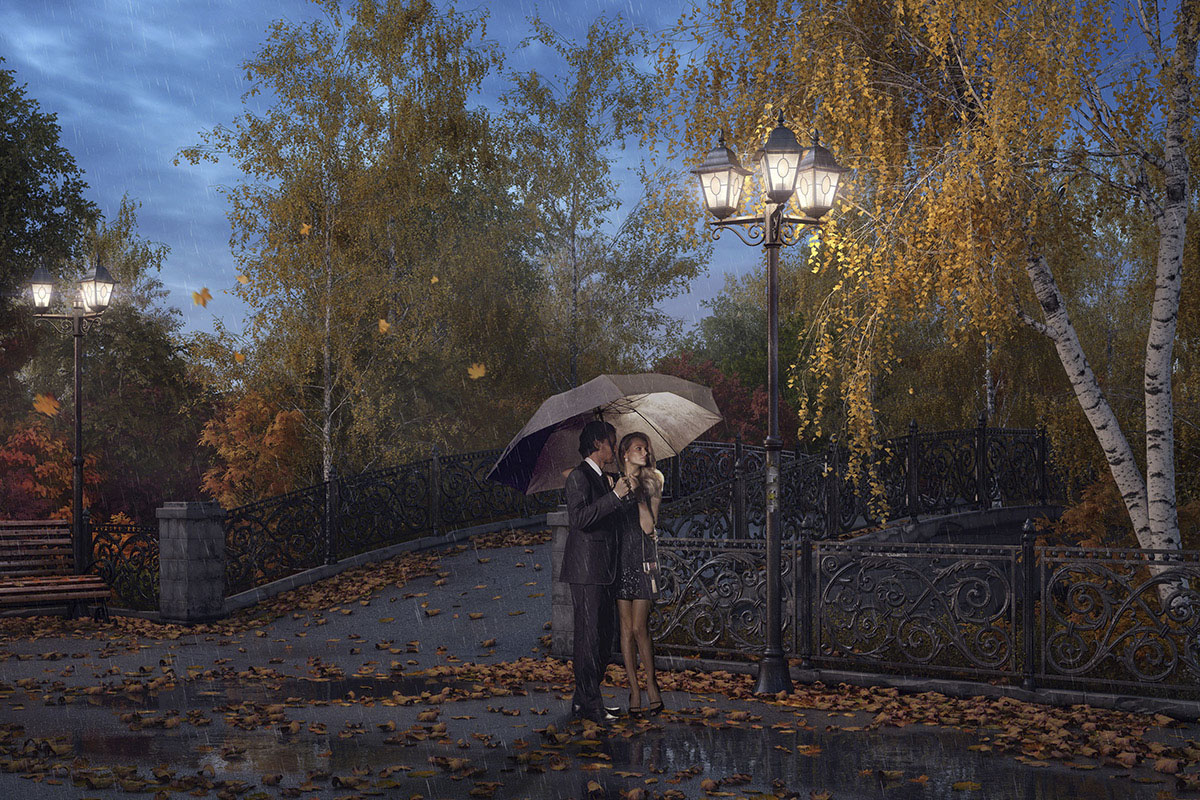 Осенняя фотосессия под дождём